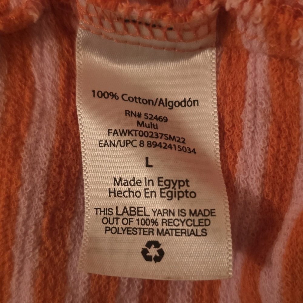 Free Assembly Orange Pink Striped Cotton Casual Polo Top Size L - Picture 4 of 5